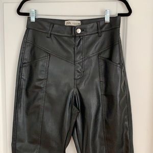 Zara black leather pants